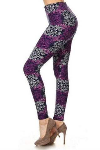 Purple Lace Leggings- Plus Size
