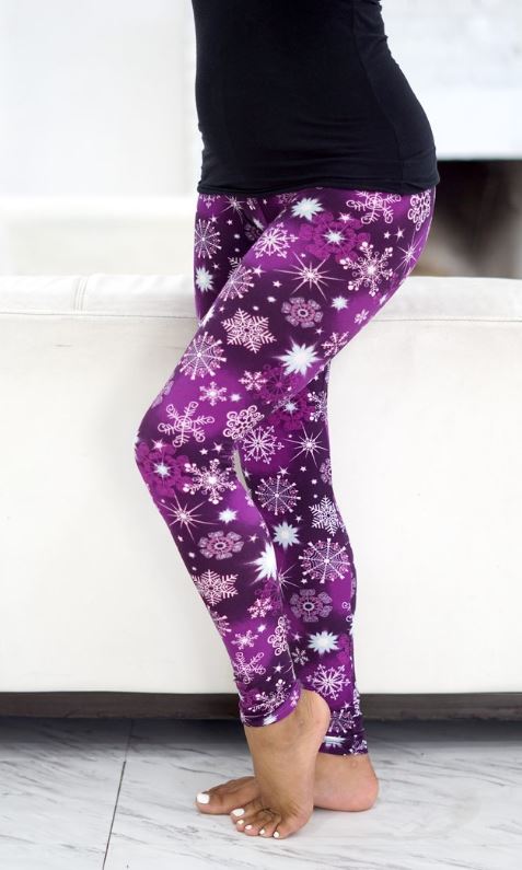 Purple Snowflake Leggings -Plus Size
