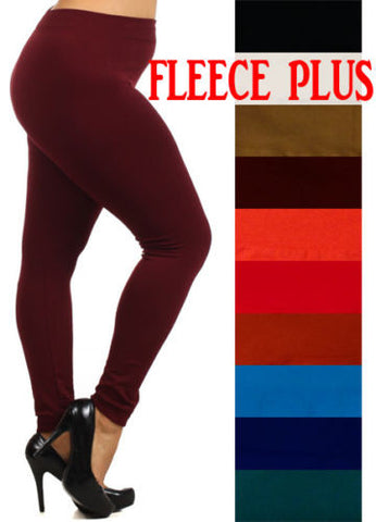 Solid Fleece Leggings - Plus Size
